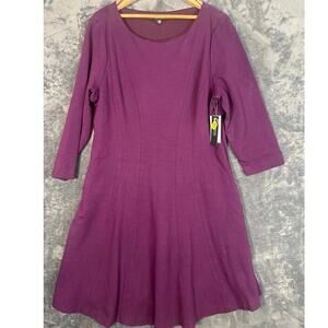 NWT IMNYC Issac Mizrahi Boat Neck F&F Dress Women’s XL Deep Berry/Purple